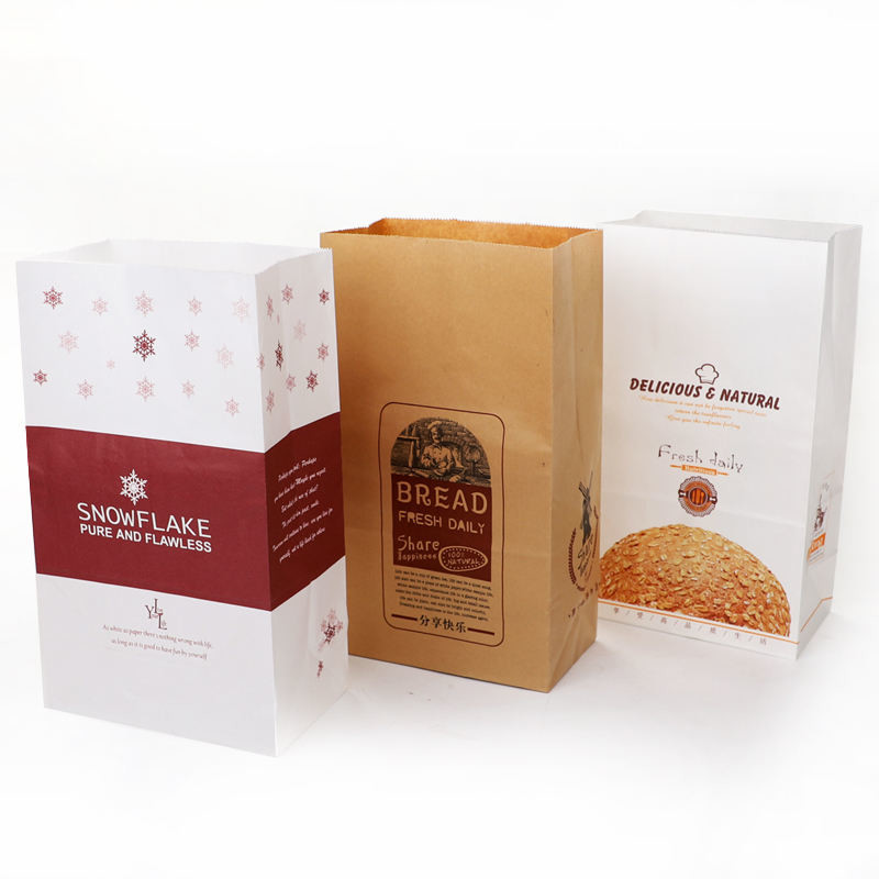 Food Grade Customized Printed Greaseproof Sandwich Hot Dog Packaging Brown or White Takeaway Kraft Paper Bag