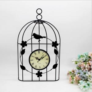 China Bird cage metal wall clock home decoration iron clock on sale