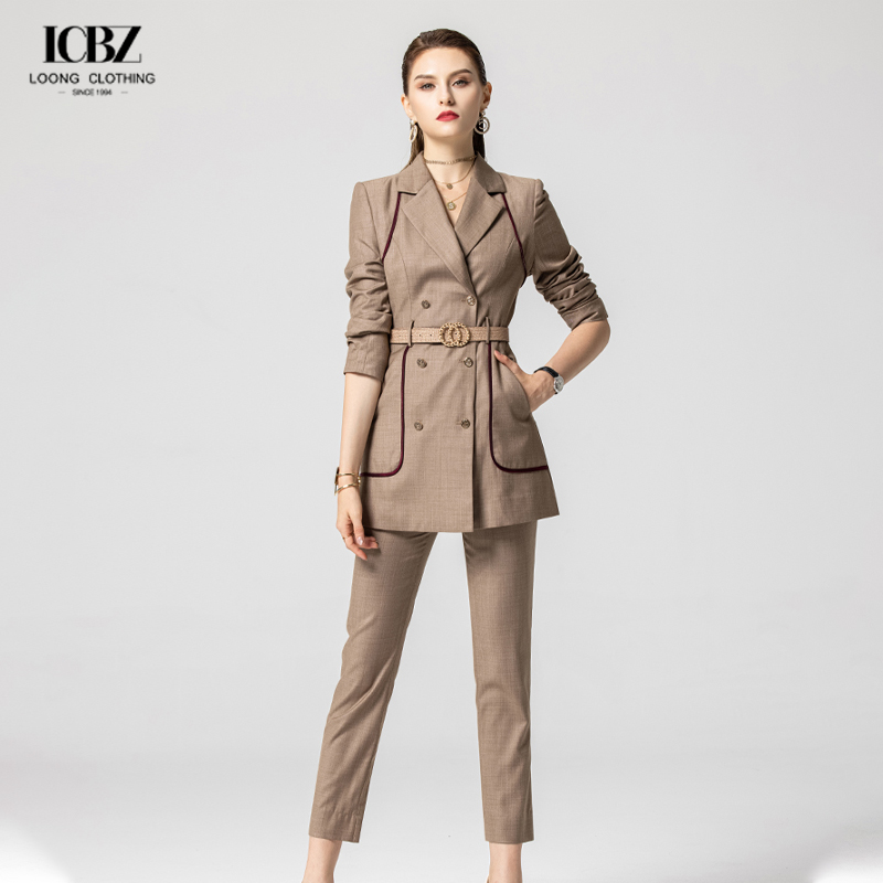 Polyester Fiber Women's Elegant 3 Piece Sets 2023 Office Formal Blazer Coat Shorts Sets