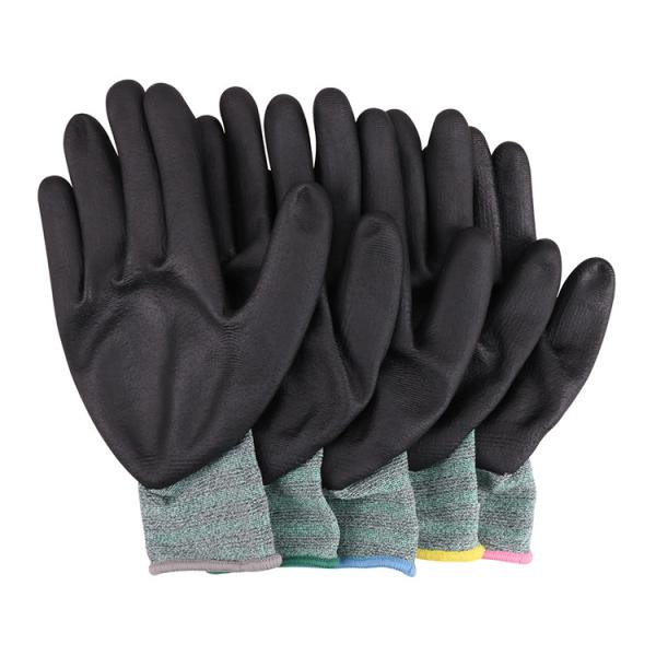 13G knitted polyester PU palm coated industrial safety gloves