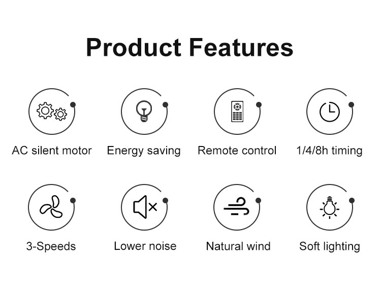 Home Decorative Ceiling Fan with Retractable Blades and Remote Control 42" Blade Size