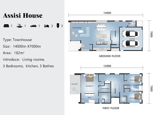 EU Prefabricated Light Steel Framing 2-Storey Modular Home With Big Windows