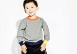 Colourful Rib Teen Kids Boys Clothes Round Neck Gray Sweater For Autumn