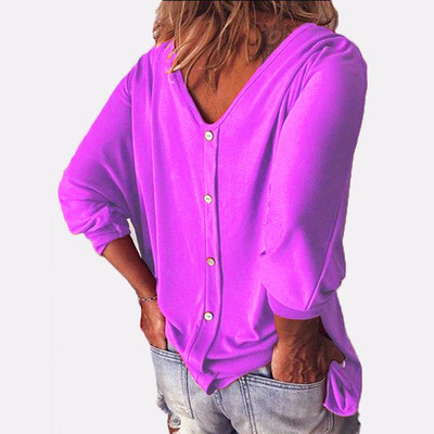 L XL XXL Bottoming Shirt ODM V Neck Dark Color Sexy Fall Ladies Stylish Tops
