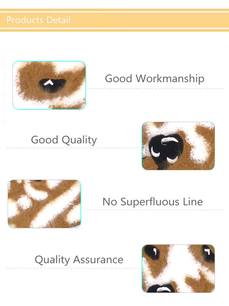 Animals Dog Design Chenille Patches No Minimum Handmade Brown / White Color