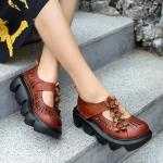 S373 Huizumei New Ethnic Style Flower Thick-Soled Women'S Sandals 2020 Leather