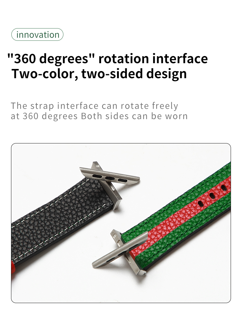 OEM ODM Double Sided Band Leather Watchband for Apple Watch Band 38 40 41 42 44 45mm Strap
