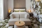 Fashion design of Apartment Hotel Room Natural Oak wood Bed and Lounge Bench