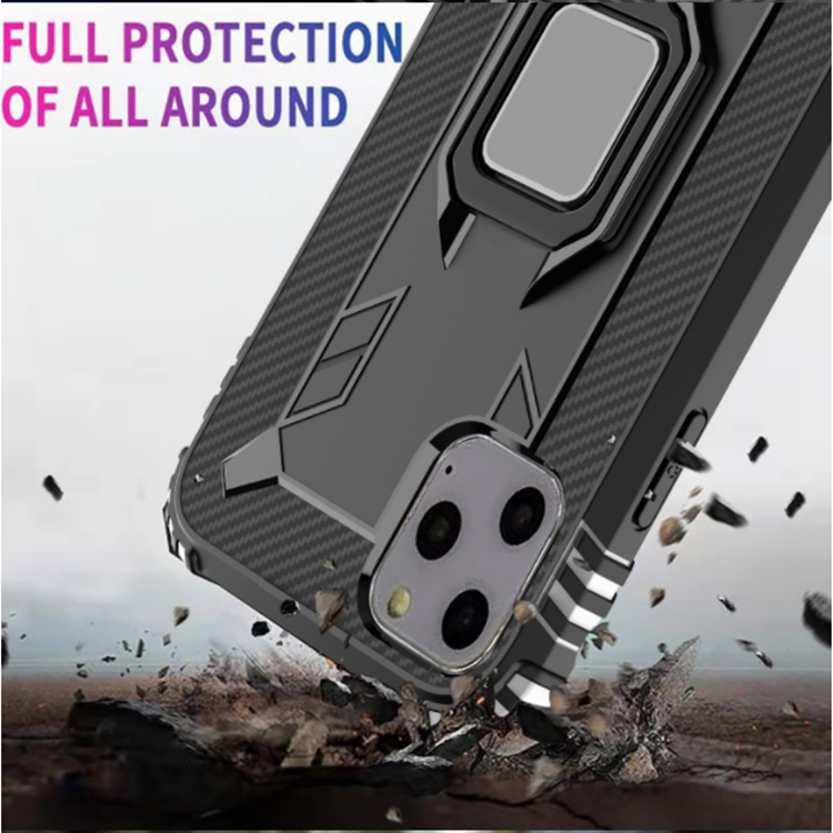 iPhone XI Carbon Fiber Ring Magnetic Car Mount Protection Cover Back Cover Phone Case