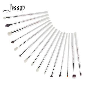 Wholesale Jessup 15pcs Pearl White/Silver Aluminium Ferrule Eyeshadow Eyebrow Shader Makeup Brush Set T237 from china suppliers