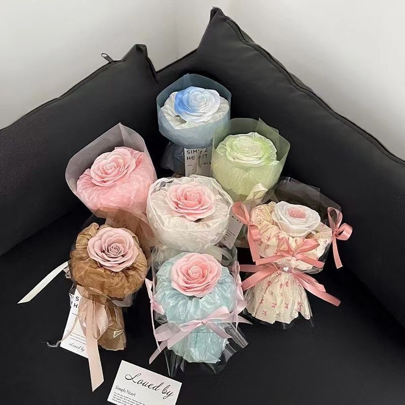 Ins candy colored mini flower bouquet simulation floral soap flower finished product surprise romantic craftsmanship stall Wholesale and retail