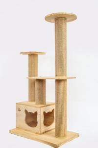 Wholesale OEM &amp; ODM Luxury Wooden Cat Climbing Tree Furniture Safety Stairs Pet Rise Bed from china suppliers