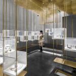 3D Rendering Jewelry Shop Furniture 10mm Thick Glass Jewellery Showroom