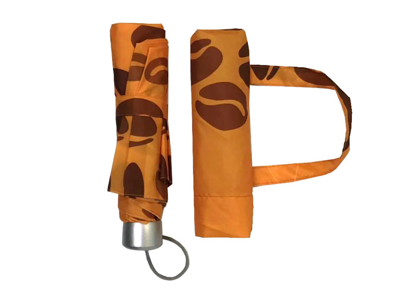 Orange Lightweight Folding Aluminium Umbrella Manual Open Close 21 Inch