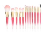 Vonira 15 Pieces Makeup Brushes Set Gold Ferrule Gradient White Pink Color
