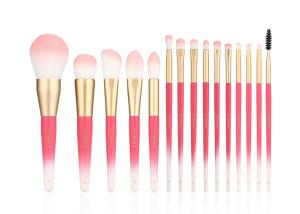 Wholesale Vonira 15 Pieces Makeup Brushes Set Gold Ferrule Gradient White Pink Color from china suppliers