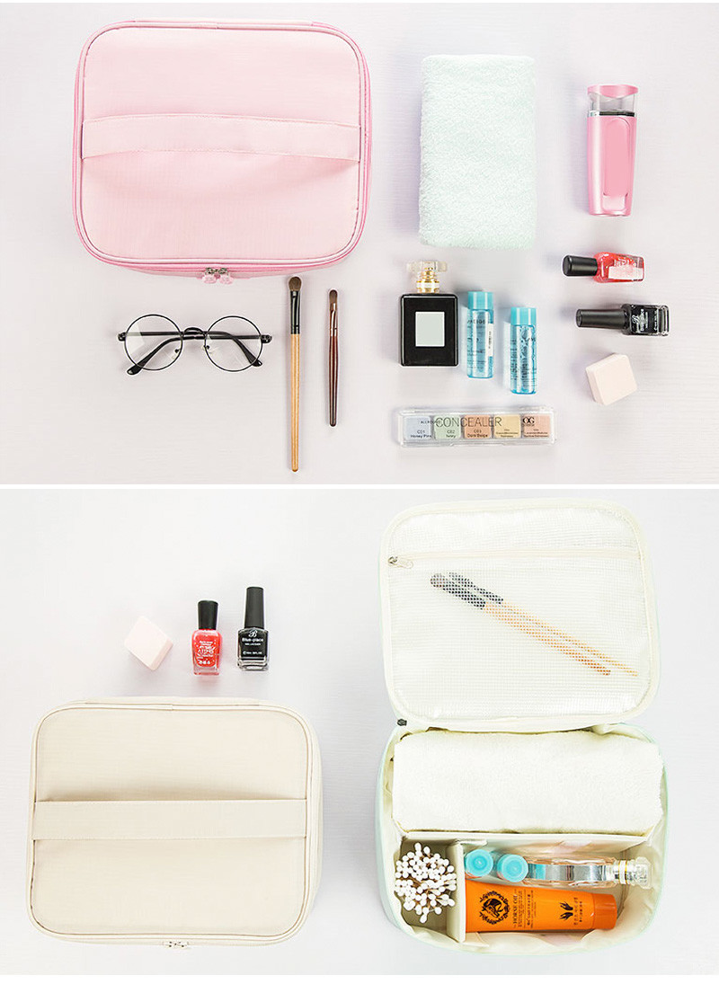 Waterproof Large Polyester Dividers Cosmetics Makeup Bag