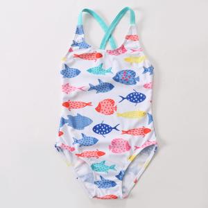Wholesale Girl's little fish print Criss Cross Seam for one piece swimwear from china suppliers