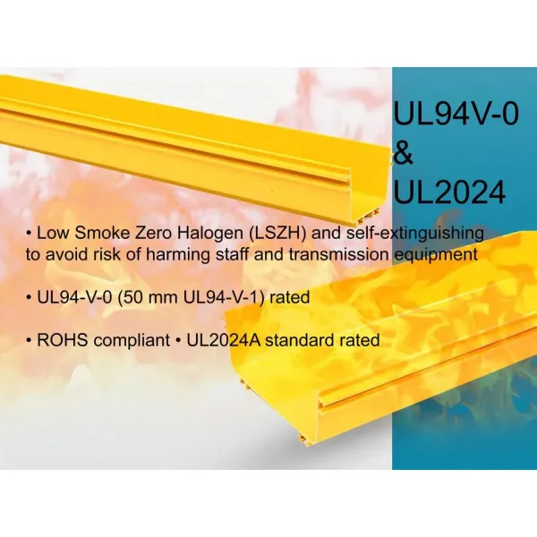 Yellow Fiber Duct PVC Plastic Cable Tray ABS Raceway