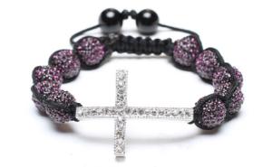 Wholesale Shamballa Bracelet, Crystal Pave Alloy Beads, Silver Plated Brass Cross from china suppliers
