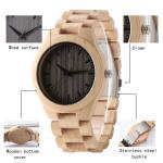 Stainless Steel Buckle Maple bamboo wrist watch waterproof For Men