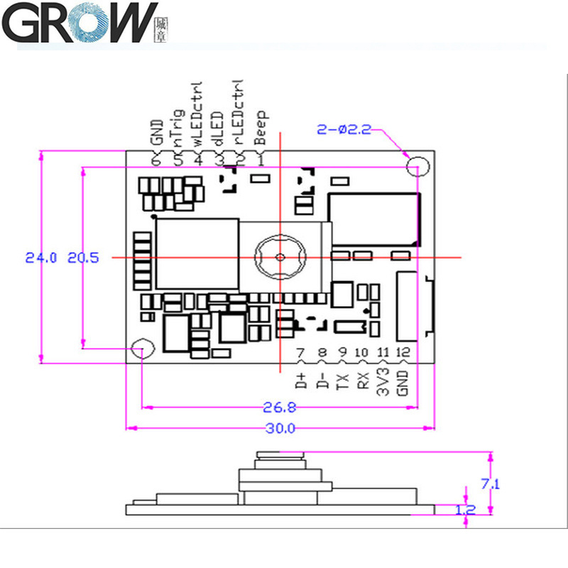 Grow GM68 1d 2D Barcode Scanner Module with USB Uart