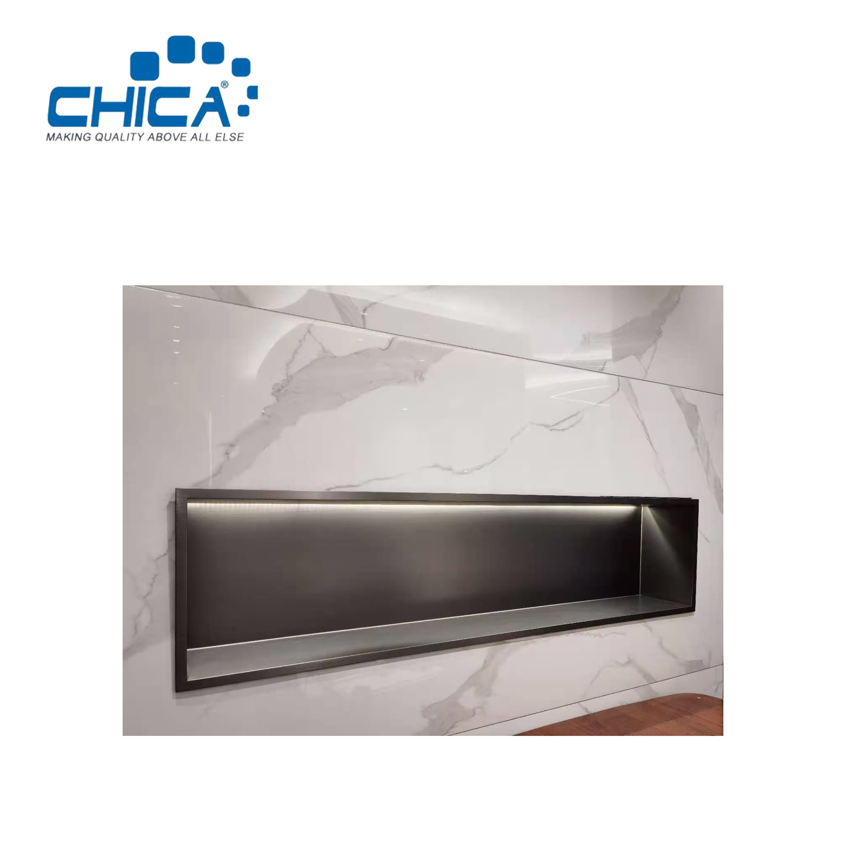 Stainless Steel Rectangular Storage Cabinet For Bathroom Can Be Placed Shower Gel Shampoo Mouthwash etc