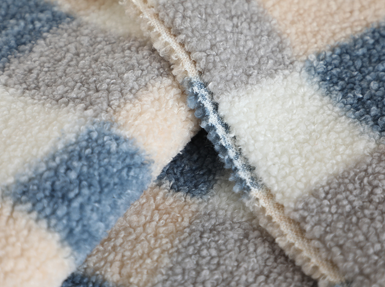 200gsm Plaid Printed Sherpa Lined Fleece Fabric 100% Polyester