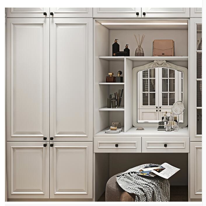 2400mm Solid Wood Wardrobe Closet Bedroom Furniture With Dress Up Desk Corner Cabinets