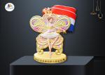 Dancing Medal In 3D Effect Colors Painting for Dancing Girl With Woven Ribbon
