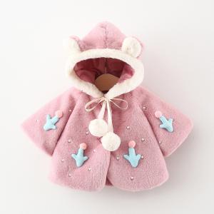 Wholesale Cute Children'S Girls Heavy Winter Red Hooded Cape Coats Little Ears Hat from china suppliers