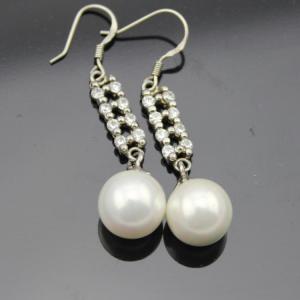 Wholesale Fashion 925 Silver White 10mm Simulated Shell Pearl Earrings (E47) from china suppliers
