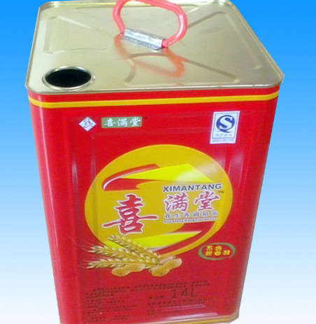 14L Cooking Oil Bucket Plastic Handle Square Metal Tin Containers
