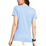Hot Sale Custom Logo Blue Deep V neck Pure Cotton Short Sleeve Shirts For Women