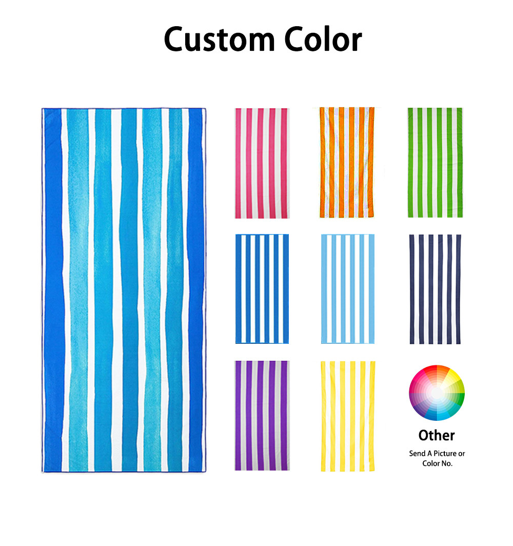 Color Stripe Microfiber Quick Drying Beach Towel Custom Logo