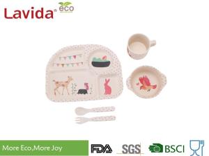 Wholesale Animal Word Print Firm Bamboo Childrens Dinner Set Biodegradable For Indoor And Outdoor from china suppliers