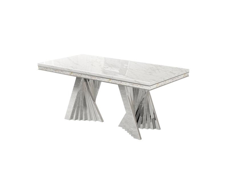 Light Luxury Stainless Steel Marble Square Ballroom Dining Table
