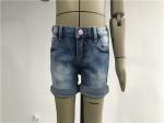 Casual Kids Denim Jeans Girls Mid Thigh Denim Shorts With Dots Woven Contrast
