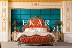 Louis XV bedroom set carvings in solid wood gilded leaf finish ivory-lacquered