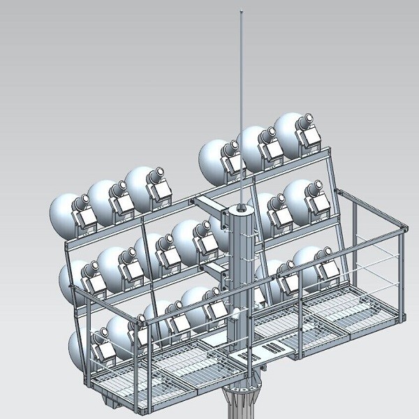 Octadecagon High Mast Street Light Pole Hot Dip Galvanized 20M 30M 36M