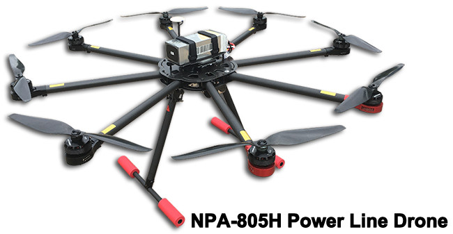 8 Rotors Remote Control Powerline Inspection Drone No Load Endurance 25-30 Min