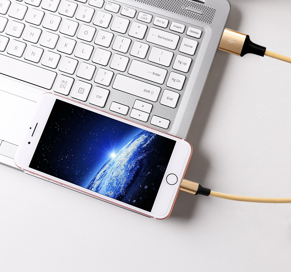 1M 2M 3M Nylon Braided Micro Usb Cable Mobile Phone Cables For Android / Apple Phone