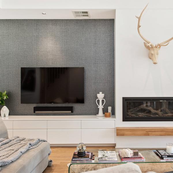 Matte Lacquer Wall Mounted TV Cabinet Modern Simple High Gloss White TV Bench