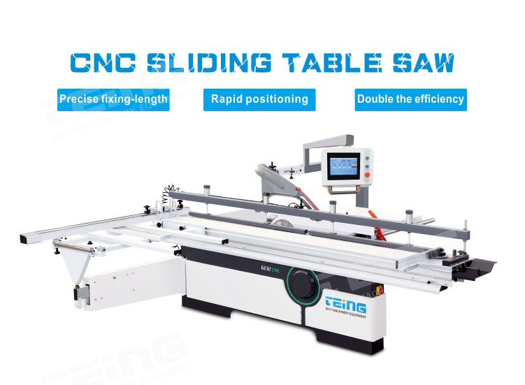 Horizontal Style Woodworking CNC Precision Sliding Table Panel Saw with Electric 45