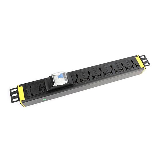 1U 6 way Cabinet PDU with Earth Leakage protection and Power Light 250V, 16A