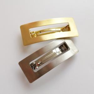 Wholesale Golden Silver Metal Spring Hair Clips Women Girls Fashion Square Bobby Pin 8x3cm from china suppliers