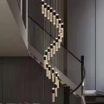 Beautiful Crystal Villa Rotating Staircase Pendant Light Modern Simple Hotel