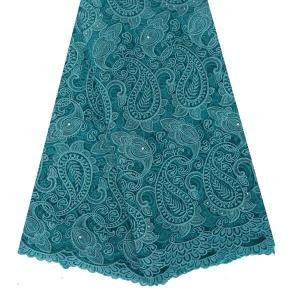Wholesale Beaded and rhinestoned embroidery french lace african lace fabrics tulle teal green from china suppliers