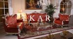 Luxury Carved Sofa Set Antique Style Red Chesterfield Sofa Leather LS-A806T