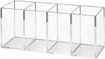 Acrylic Pen Holder 4 Compartments,Clear Pen Holder Organizer Makeup Brush Holder